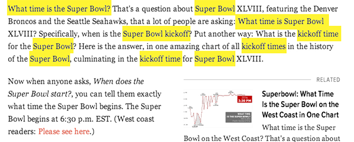 Superbowl kickoff SEO fail. This is a perfect example of how NOT to run your search engine campaign.