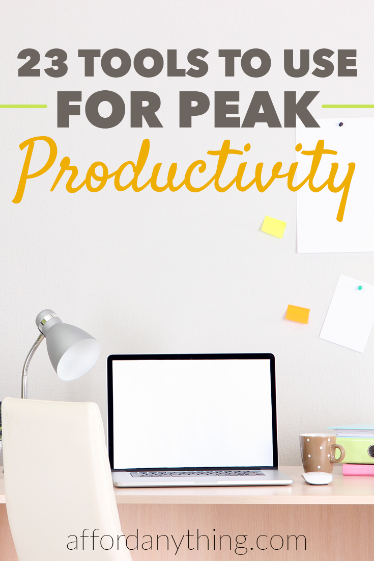 Are you looking for more productivity hacks? These are the 23 tools I use everyday to waste less time and focus on what needs to get done in my business. From a treadmill desk to inexpensive noise-canceling headphones to browser extensions and more, these tools can help you become more productive.