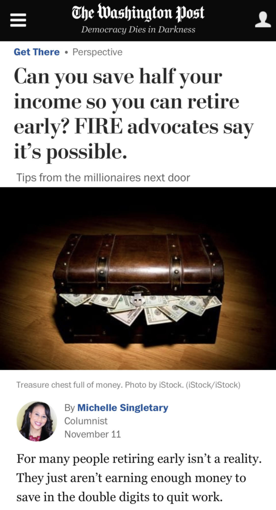 Washington Post Financial Independence FIRE movement 3