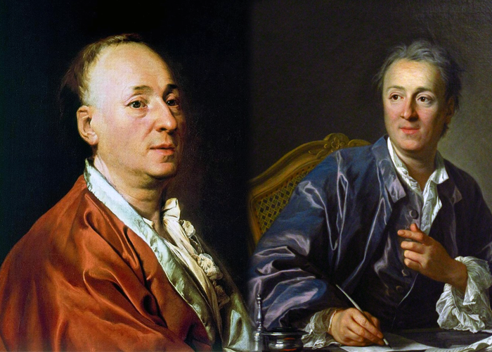 Photos of Denis Diderot in his two different robes