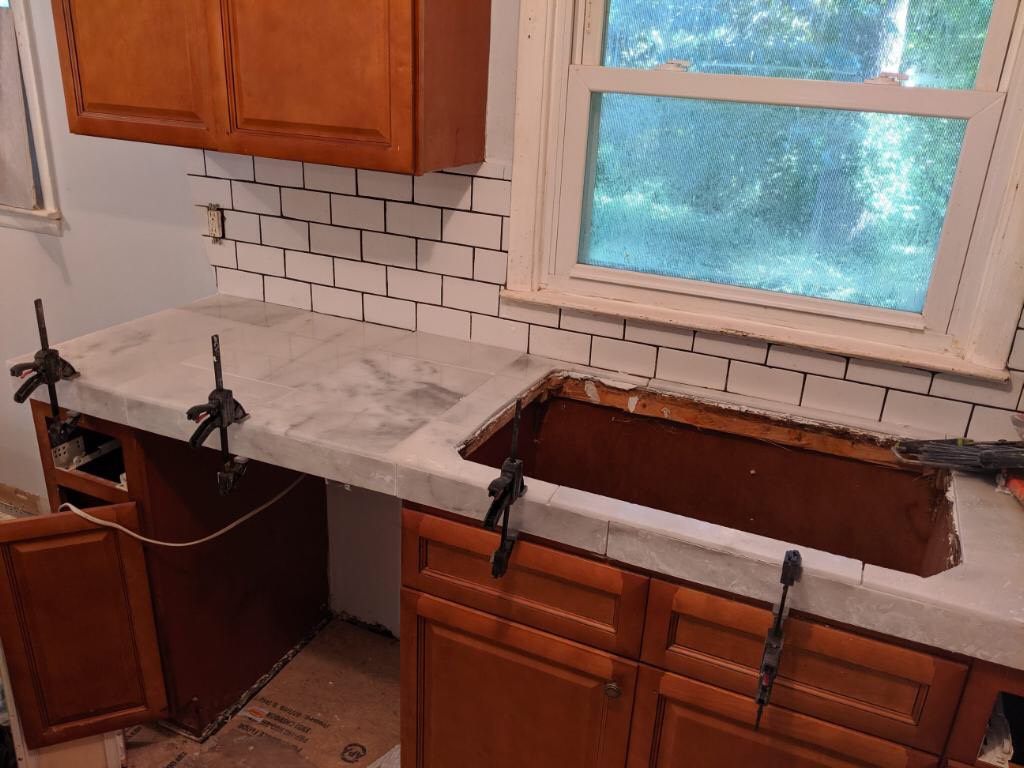 photo of kitchen counter being renovated