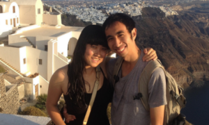 Photo of Kristy Shen and Bryce Leung in Santorini