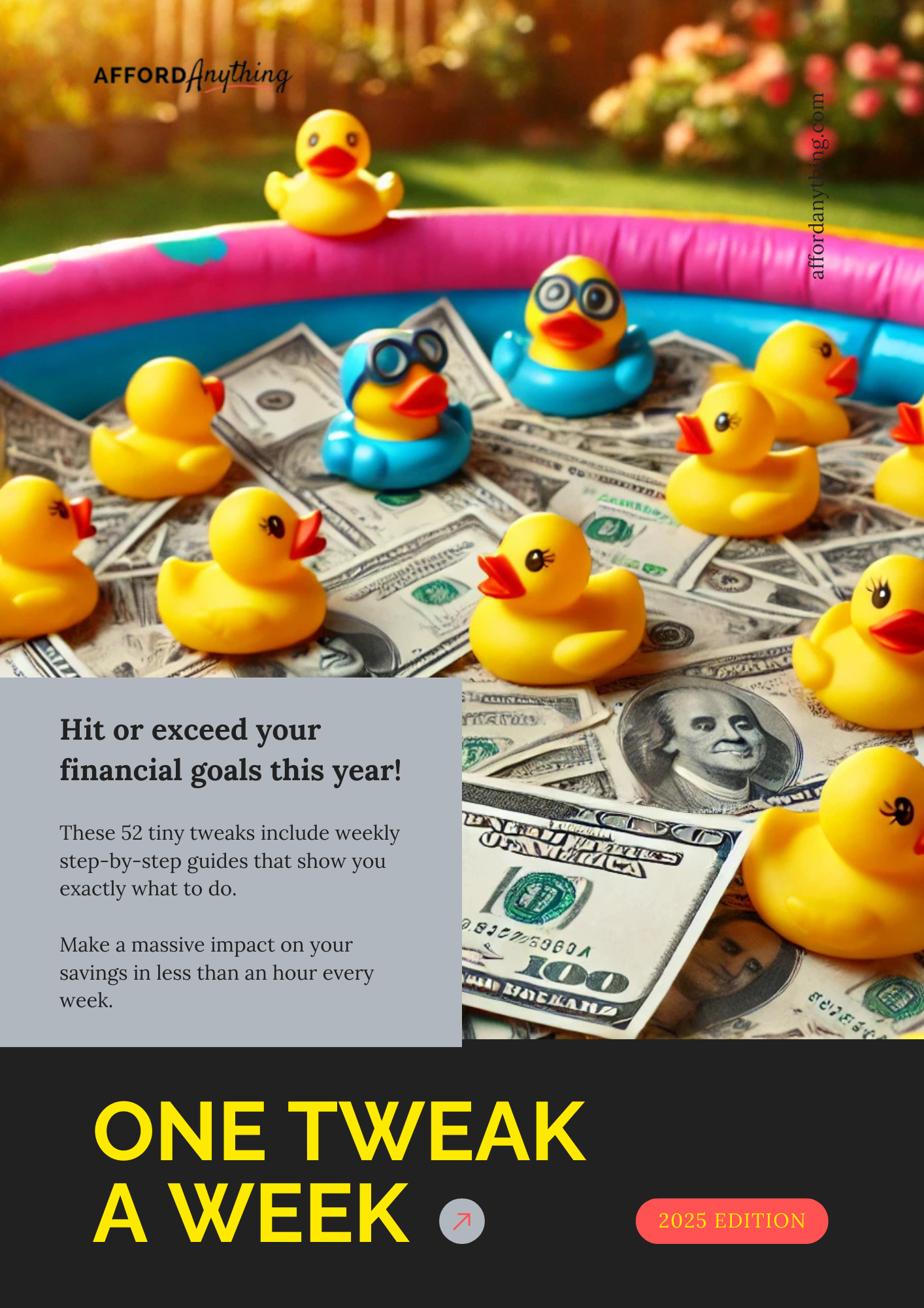 Get your financial life in order with Afford Anything's free downloadable guide, One Tweak a Week.