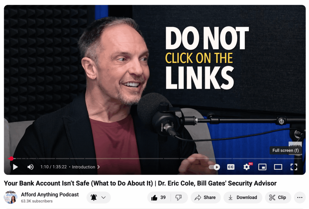Dr. Eric Cole talks about cybersecurity including email scam. 